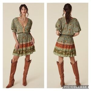 NWT Spell  Lady Untamed Matcha boho Floral Mini Playdress Size XS